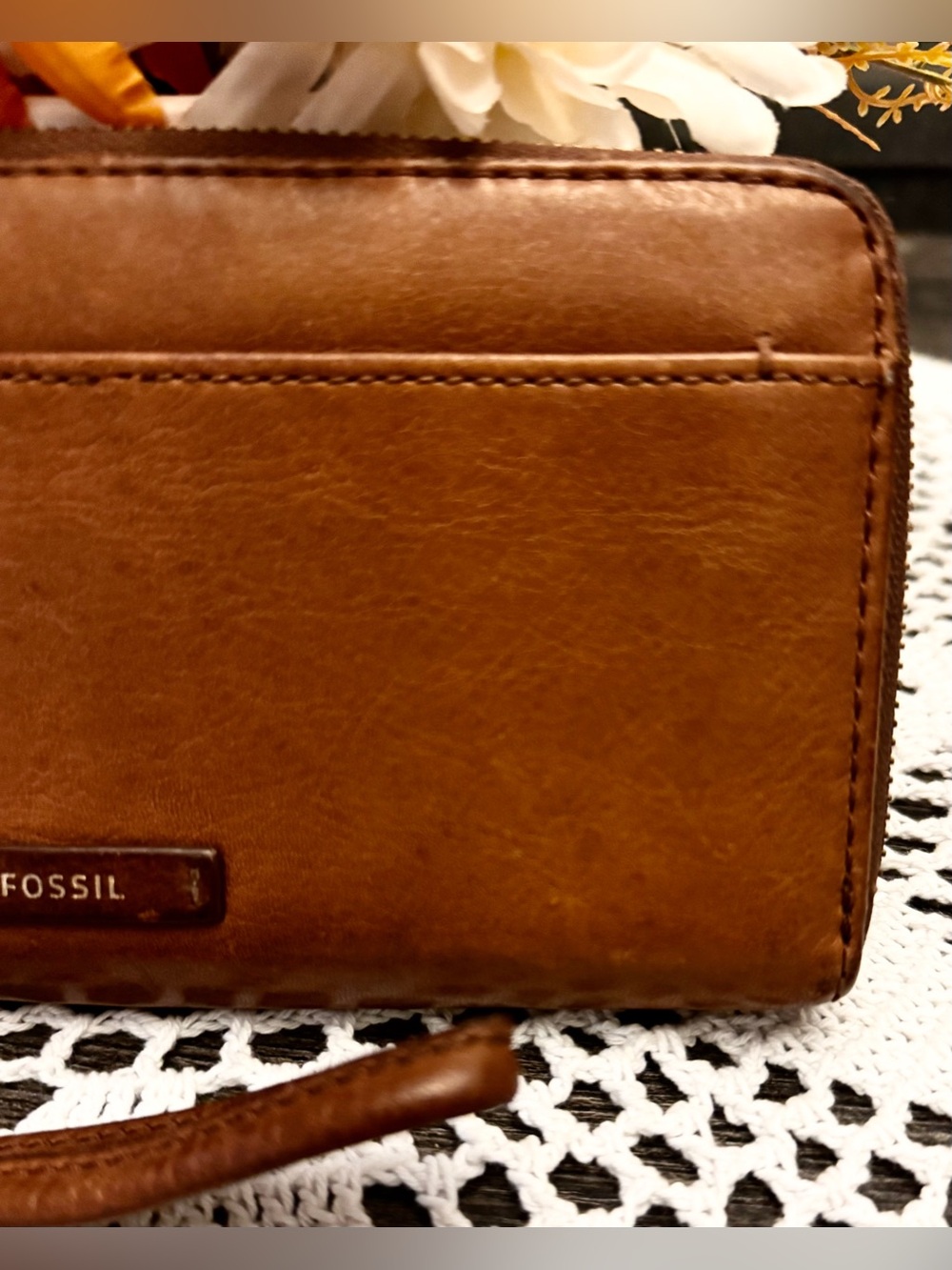 Fossil Julia Leather RFID Zip Around Clutch Wristlet Wallet Brown SWL1556 - Picture 6 of 15